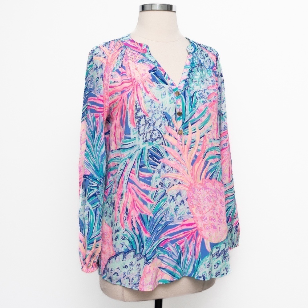 Lilly Pulitzer Elsa Silk Top Lilac‎ Thistle XS - Picture 7 of 13